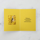 De Vogel van Chickadee in Gele Bloemen Pasen Feestdagen Kaart (Binnen)