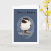 De Vogel van Chickadee van de Waterverf van de Kaart (Gele Bloem)