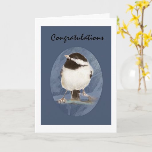 De Vogel van Chickadee van de Waterverf van de Kaart (Gele Bloem)