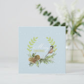 De vogel van de kerstkaart, denneappelsKerstmis Feestdagenkaart (Staand voorkant)