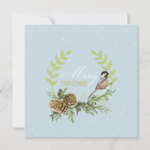 De vogel van de kerstkaart, denneappelsKerstmis Feestdagenkaart