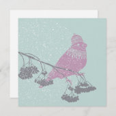 De vogel van de winter op bessentakken, lantaarn - feestdagenkaart (Voorkant / Achterkant)