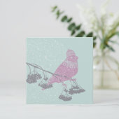 De vogel van de winter op bessentakken, lantaarn - feestdagenkaart (Staand voorkant)