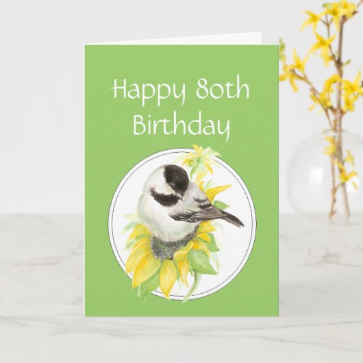 De Vogel van de Zonnebloem van Chickadee van de Kaart (Gele Bloem)