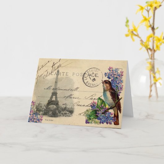 De Vogel van het Briefkaart van Parijs op de Kaart (Gele Bloem)