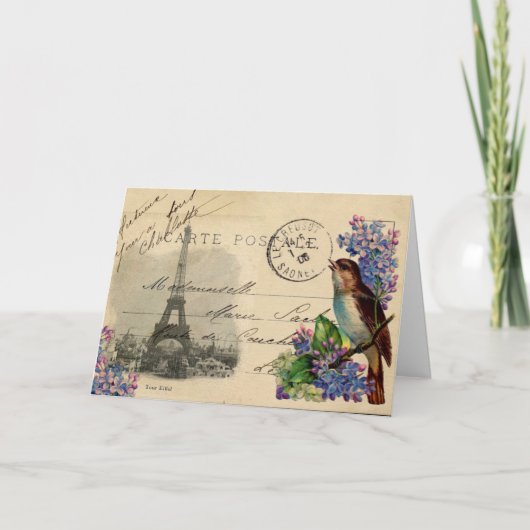 De Vogel van het Briefkaart van Parijs op de Kaart (Voorkant)