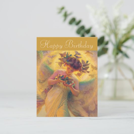De vogelengel Franz Dvorak Birthday Briefkaart (Staand voorkant)