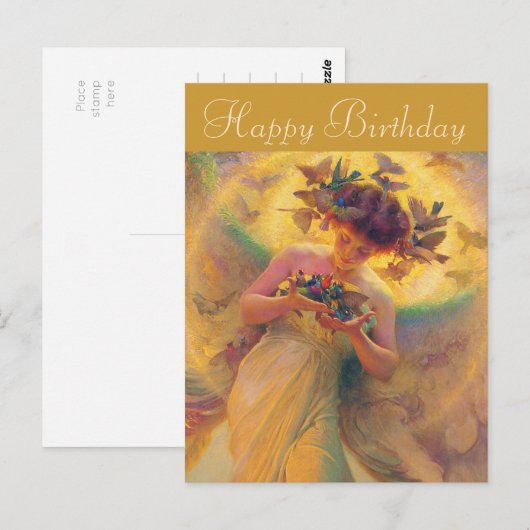 De vogelengel Franz Dvorak Birthday Briefkaart (Voorkant / Achterkant)