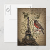 de vogelParijs Eiffel van de jubileumkroon Franse Briefkaart (Voorkant / Achterkant)