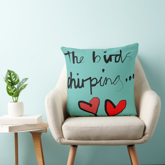 De Vogel's Chirping - Jade Zwart Rood Kussen (Stoel)