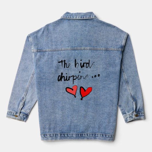 De Vogel's Chirping - Wit Zwart Rood Denim Jacket (Achterkant)