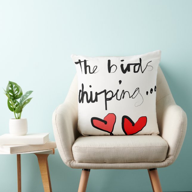 De Vogel's Chirping - Wit Zwart Rood Kussen (Stoel)