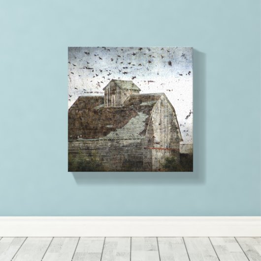 De vogels en de Barn Canvas Afdruk (Insitu (Houten vloer))