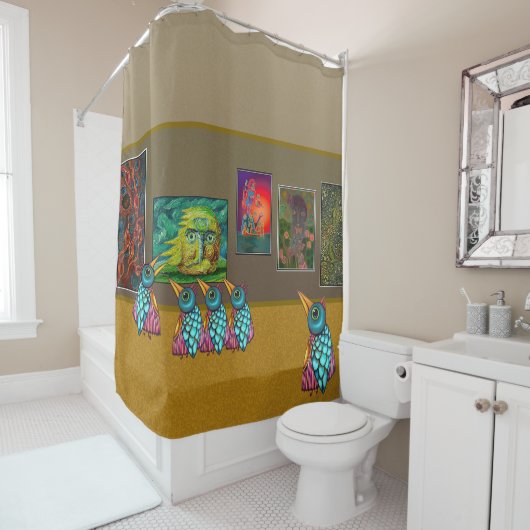 De vogels in de galerij douchegordijn (In situ)