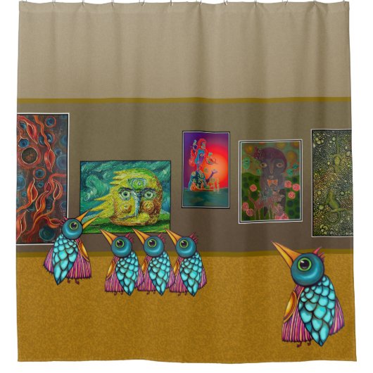 De vogels in de galerij douchegordijn (Voorkant)