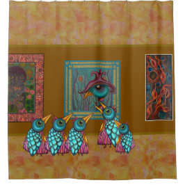 De vogels in de galerij douchegordijn