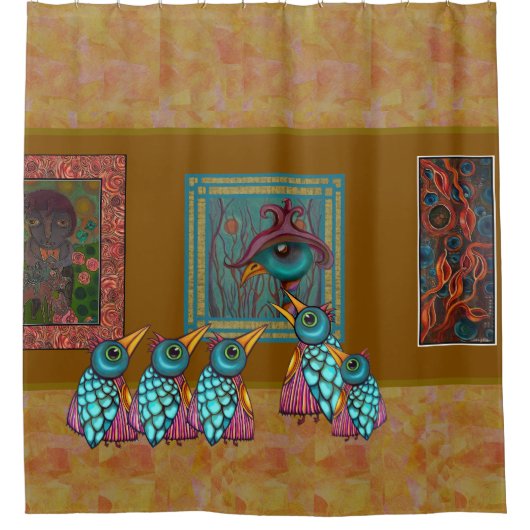De vogels in de galerij douchegordijn (Voorkant)