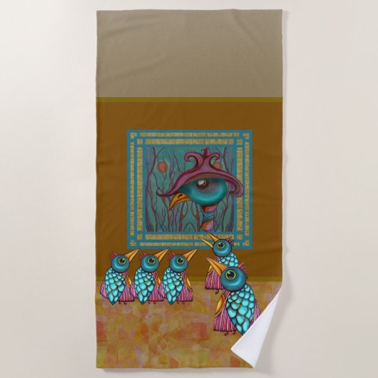 De vogels in de galerij strandlaken (Voorkant)