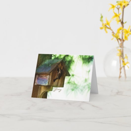 De Vogels Notecards van de binnenplaats Kaart (Gele Bloem)