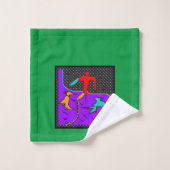 De vogels op groen bad handdoek (Wasdoekje)