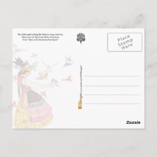 De vogels roepen briefkaart (Achterkant)