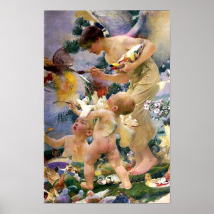 De vogels schilderen door Franz Dvorak Poster
