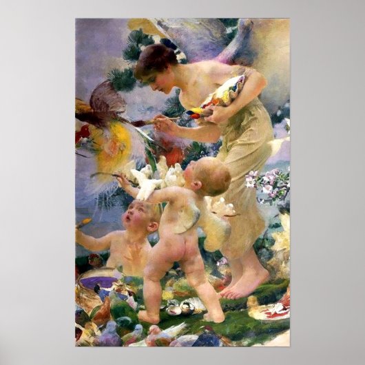 De vogels schilderen door Franz Dvorak Poster (Voorkant)