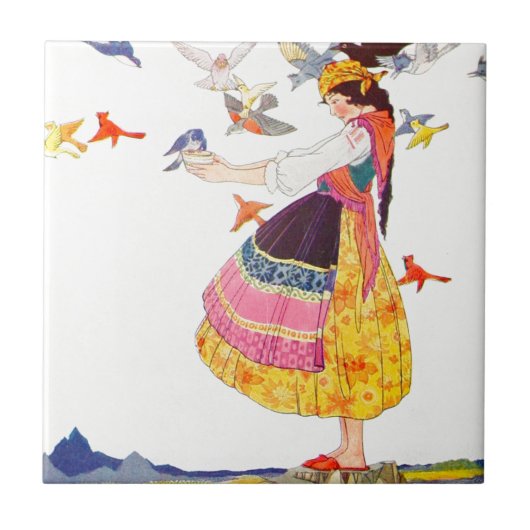 De vogels van alle werelden tegeltje (Voorkant)