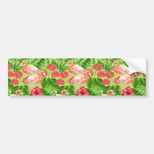 De vogels van de flamingo en tropisch plant bumpersticker