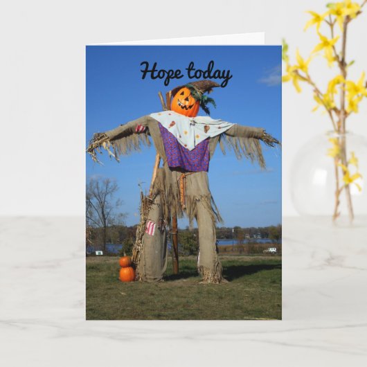 De Vogelverschrikker van de Pompoen van Halloween Kaart (Gele Bloem)