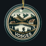 De Vogezen France Badge Keramisch Ornament<br><div class="desc">De Vogezen in een vectorkunststijl. De Vogezen zijn een middelgroot gebergte in het oosten van Frankrijk,  dicht bij de grens met Duitsland.</div>