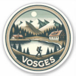 De Vogezen France Badge Sticker<br><div class="desc">De Vogezen in een vectorkunststijl. De Vogezen zijn een middelgroot gebergte in het oosten van Frankrijk,  dicht bij de grens met Duitsland.</div>