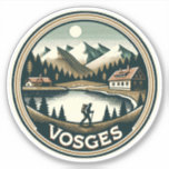 De Vogezen France Badge Sticker<br><div class="desc">De Vogezen in een vectorkunststijl. De Vogezen zijn een middelgroot gebergte in het oosten van Frankrijk, dicht bij de grens met Duitsland.</div>