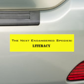 De volgende bedreigde soorten: alfabetisering bumpersticker (Op auto)