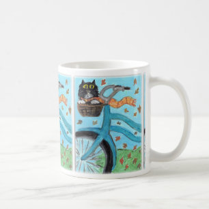De volks Kat van de Kunst in de Mand van de Fiets Koffiemok