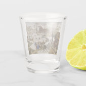 De volkstelling in Bethlehem (door Pieter Bruegel) Shot Glas (Achterkant)