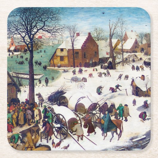 De volkstelling in Bethlehem, Pieter Bruegel Kartonnen Onderzetters (Voorkant)