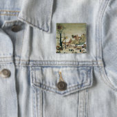 De volkstelling in Bethlehem Vierkante Button 5,1 Cm (In situ)