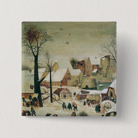 De volkstelling in Bethlehem Vierkante Button 5,1 Cm (Voorkant)