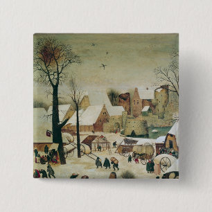 De volkstelling in Bethlehem Vierkante Button 5,1 Cm