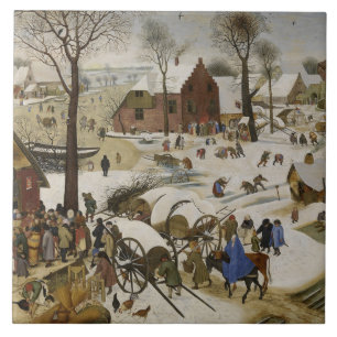 De volkstelling te Bethlehem (door Pieter Bruegel) Tegeltje