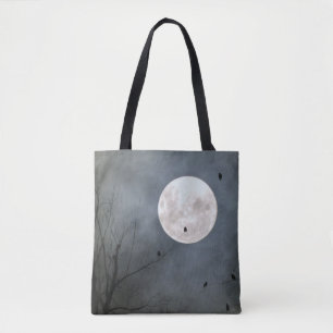 De volle maan groeit met de kraaien tote bag