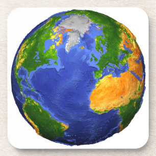 De volledige aarde toont topografische gegevens. bier onderzetter