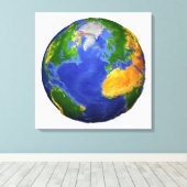 De volledige aarde toont topografische gegevens. canvas afdruk (Insitu (Houten vloer))