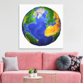 De volledige aarde toont topografische gegevens. canvas afdruk (Insitu (Woonkamer))