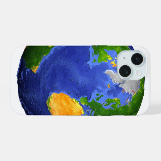 De volledige aarde toont topografische gegevens. iPhone 15 case (Achterkant horizontaal)