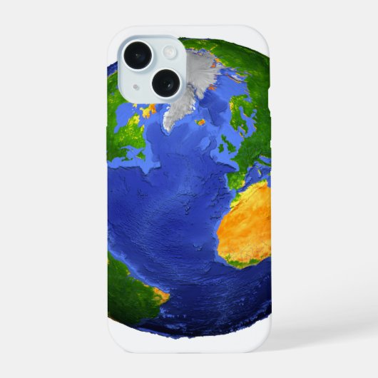 De volledige aarde toont topografische gegevens. iPhone 15 case (Achterkant)