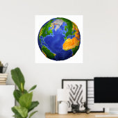 De volledige aarde toont topografische gegevens. poster (Thuiskantoor)