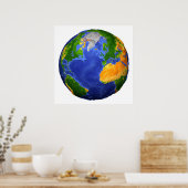De volledige aarde toont topografische gegevens. poster (Keuken)