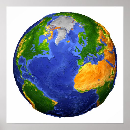 De volledige aarde toont topografische gegevens. poster (Voorkant)